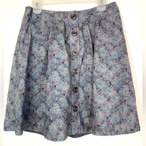 Fei Anthropologie circle Skirt w/pockets retro pattern finely lined runs big